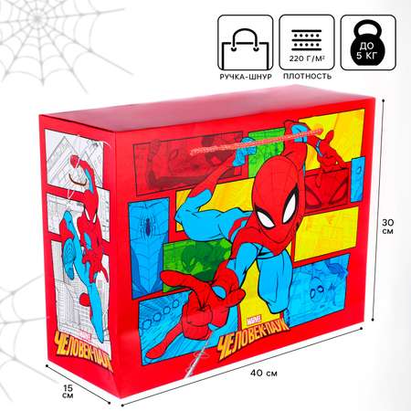 Пакет-коробка Дарите Счастье 40 х 30 х 15 см, упаковка, Человек-паук