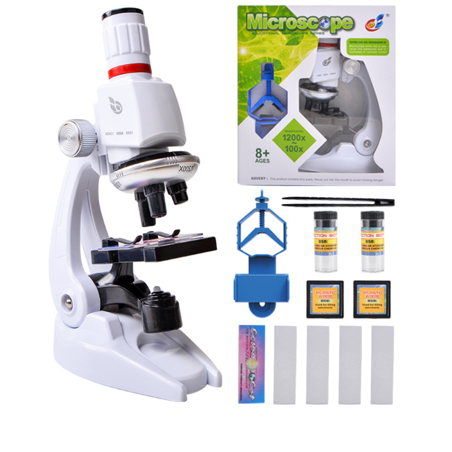 Детский микроскоп MagicStyle набор для опытов с держателем для смартфона и подсветкой - фото 6