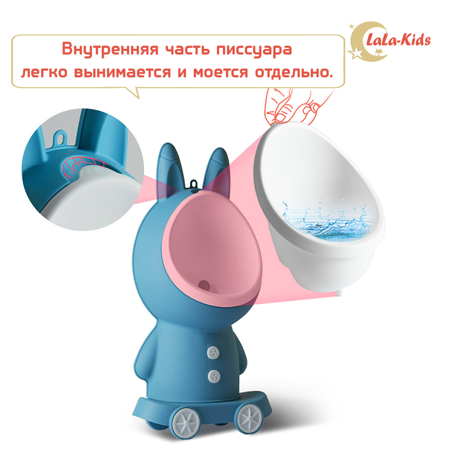 Горшок-писсуар LaLa-Kids с регулируемой высотой Зайчик бирюзовый - фото 6