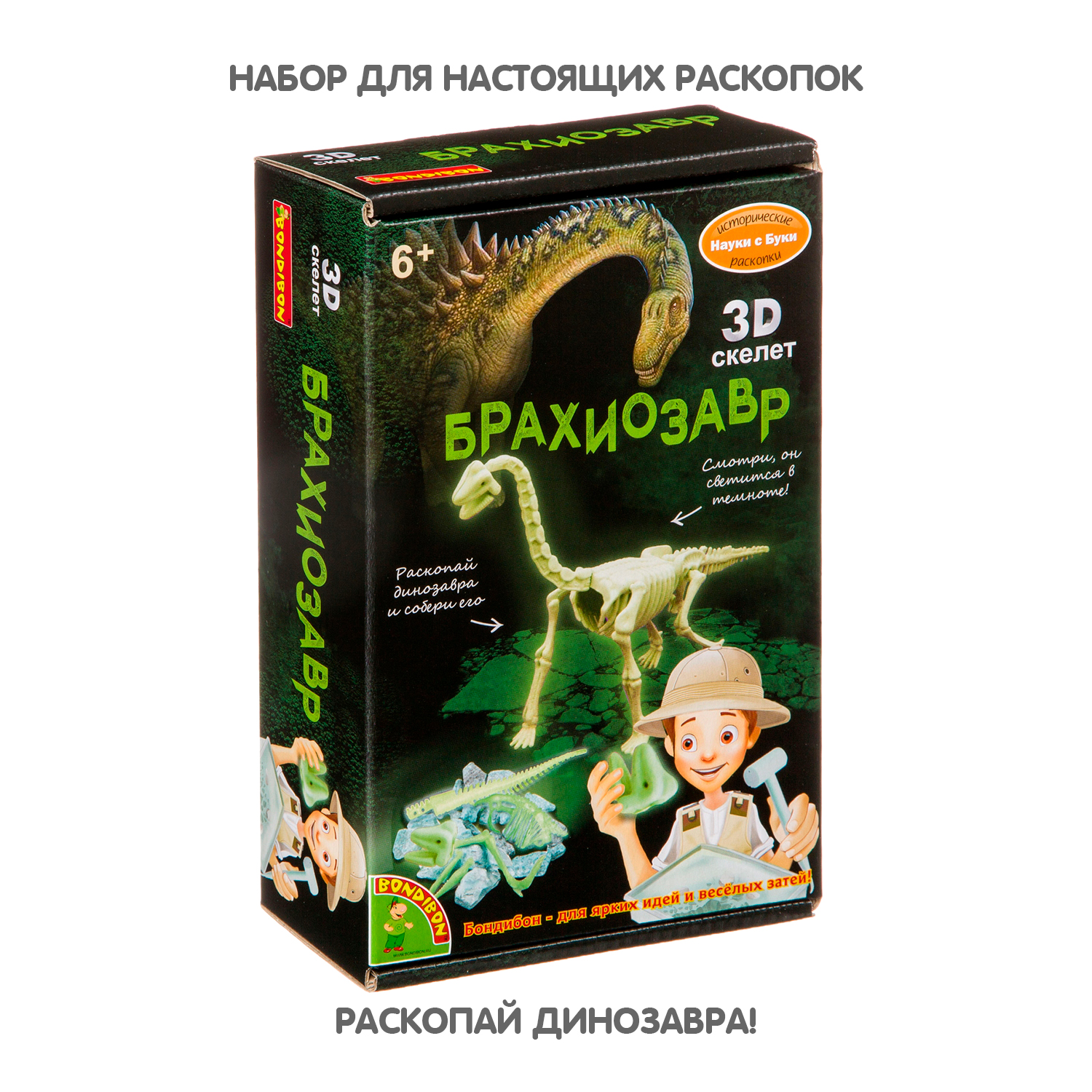 Исторические раскопки BONDIBON Брахиозавр светящийся в темноте серия Науки с Буки - фото 2