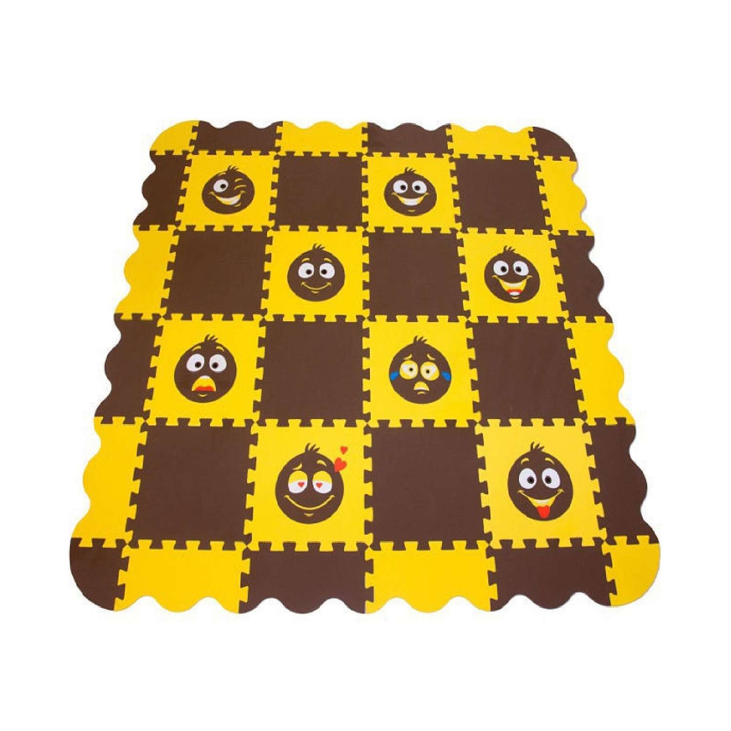 Развивающий детский коврик Eco cover игровой для ползания мягкий пол Смайлики 33х33 - фото 1