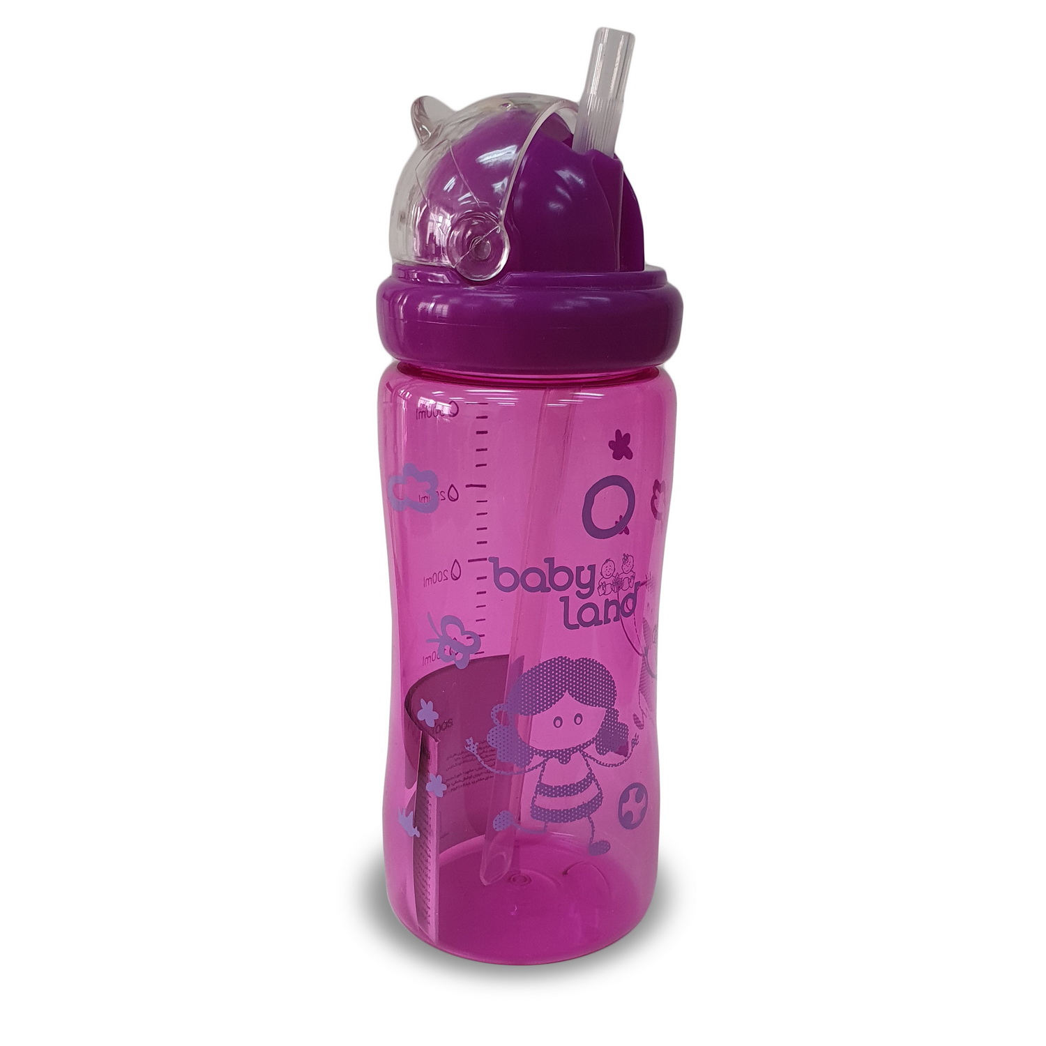 Бутылочка-поильник Baby Land с трубочкой 300мл фиолетовый - фото 1