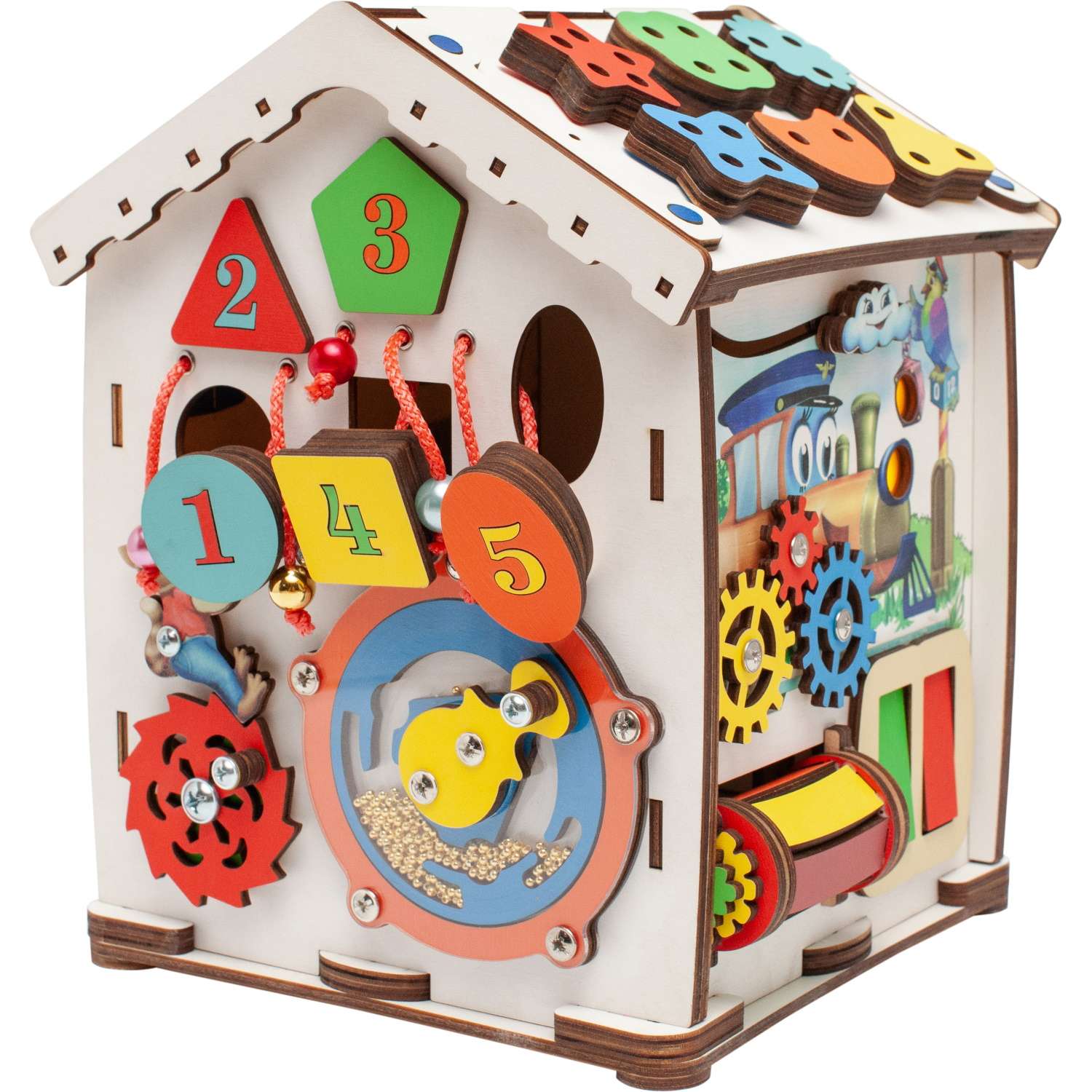 Бизиборд Jolly Kids Развивающий домик со светом «Паровозик» - фото 5