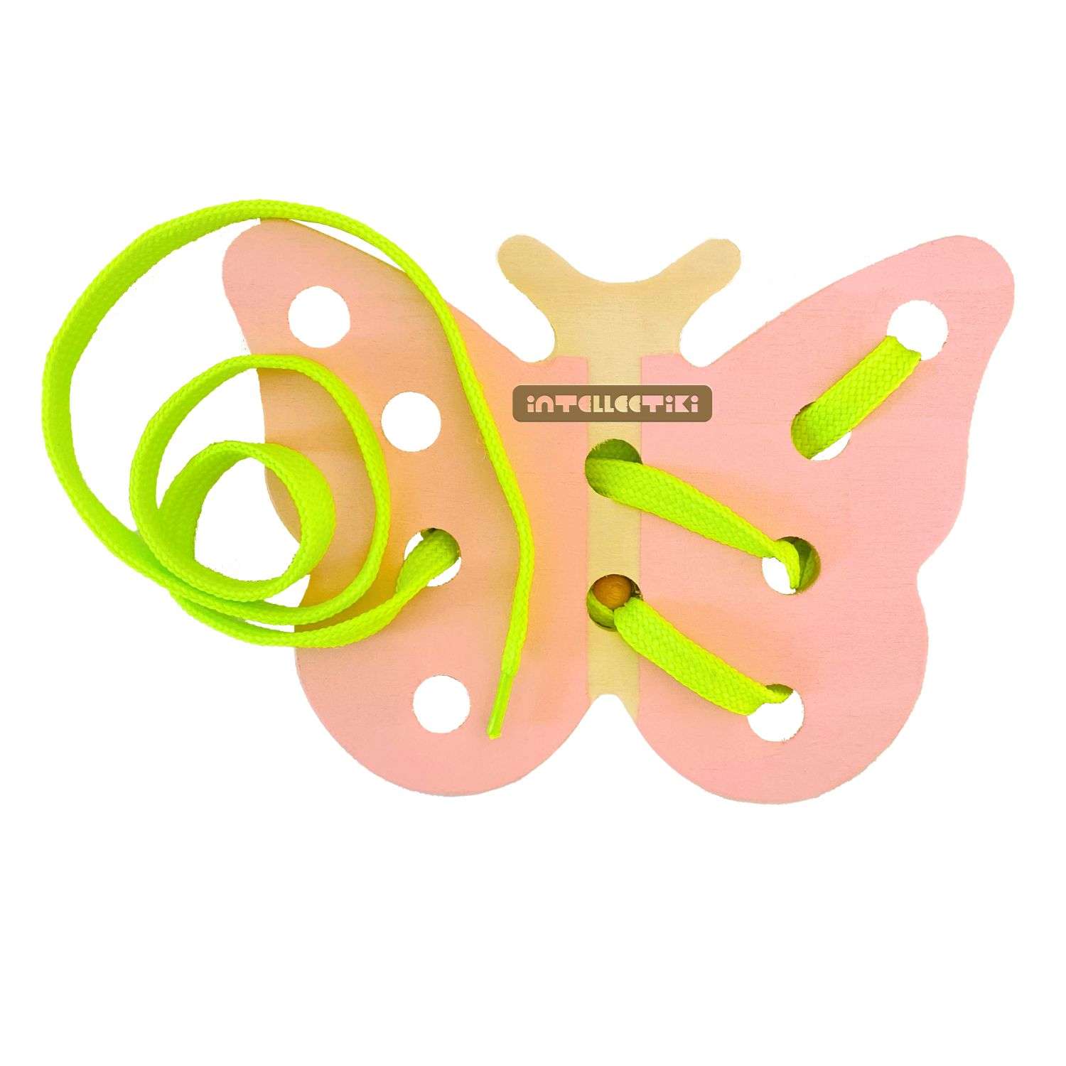 Шнуровка монтессори Intellectiki Бабочка - игрушка развивающая для детей из дерева - фото 1