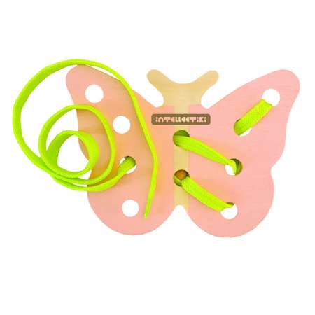 Шнуровка монтессори Intellectiki Бабочка - игрушка развивающая для детей из дерева