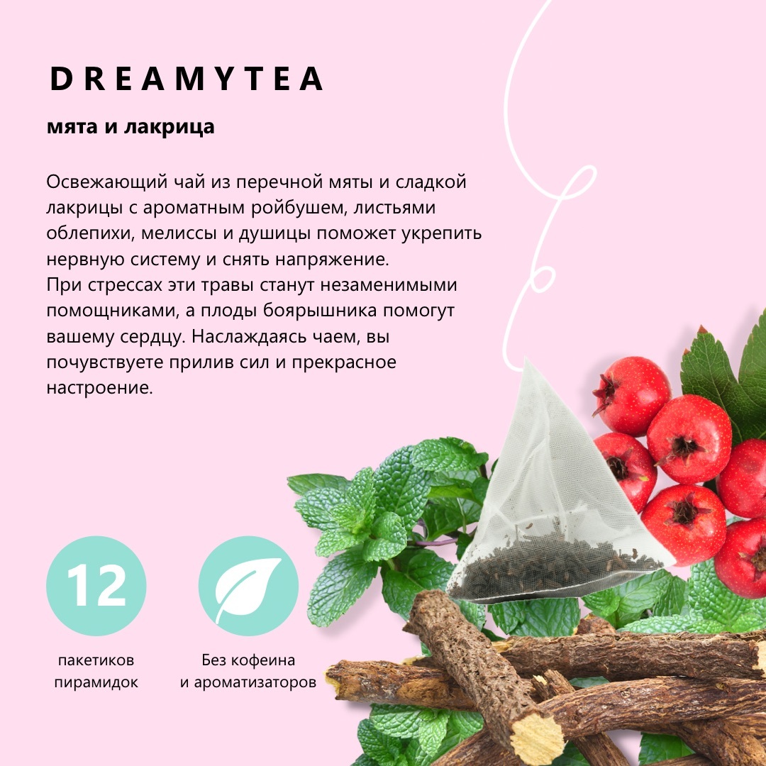 Травяной чай Biopractika DREAMYTEA Чабрец и лаванда 12 пирамидок - фото 8