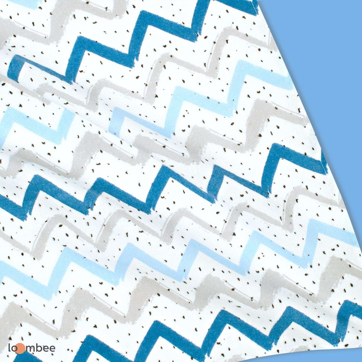 Пеленка loombee фланелевая супер мягкая Синие зигзаги 1 шт 100x100 см - фото 2