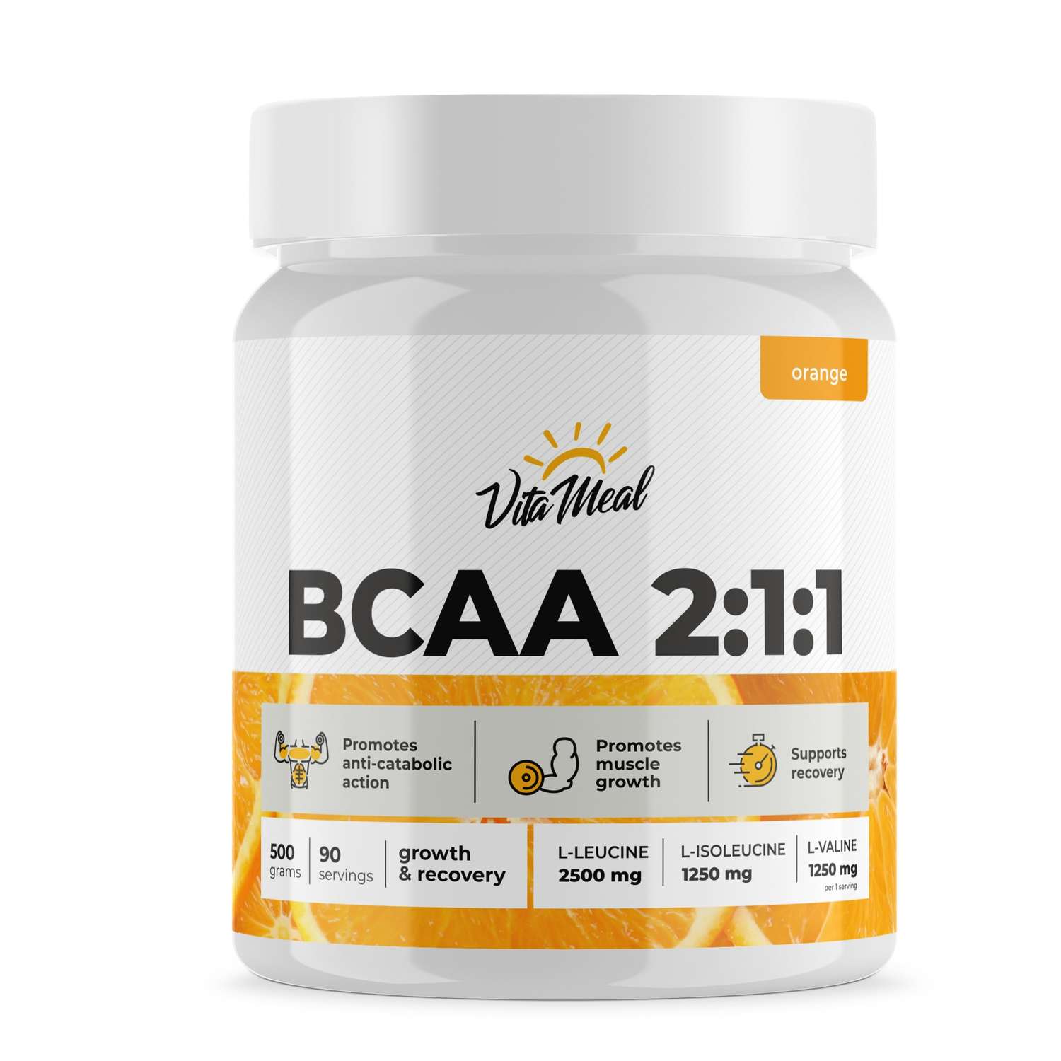 Комплекс Аминокислотный VitaMeal BCAA 2:1:1 (БЦАА) со вкусом апельсин 500г - фото 1