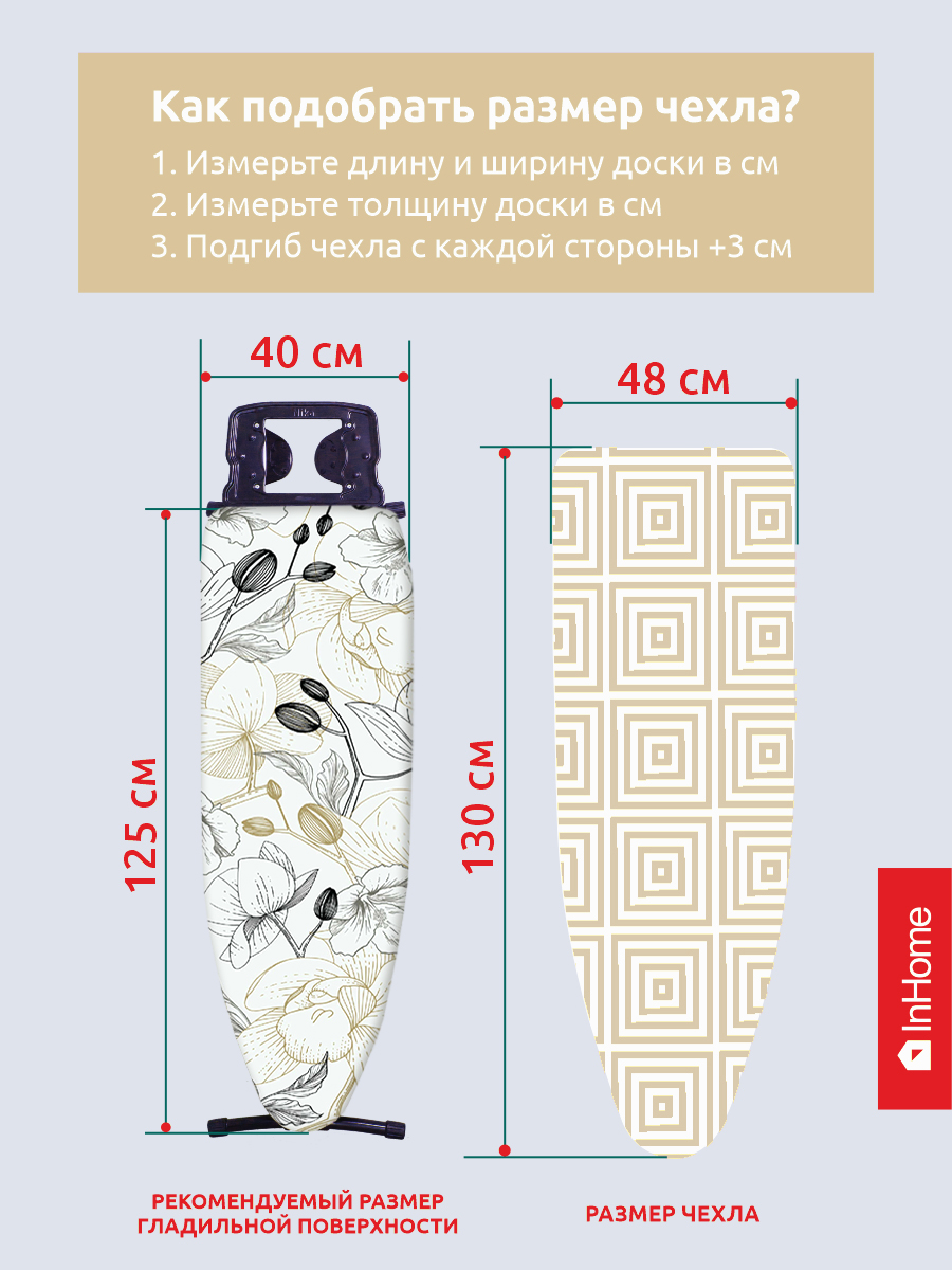 Чехол для гладильной доски InHome с антипригарным покрытием - фото 8