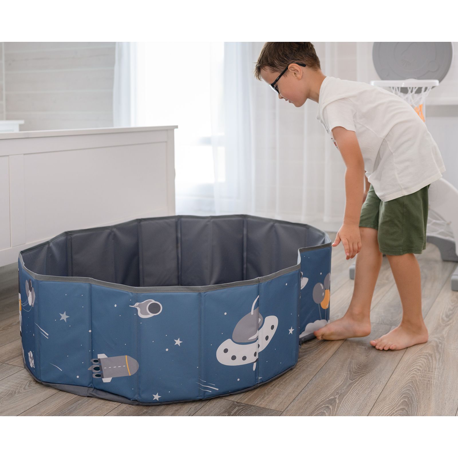 Сухой бассейн для шариков UNIX Kids Space 100 blue без шариков - фото 14