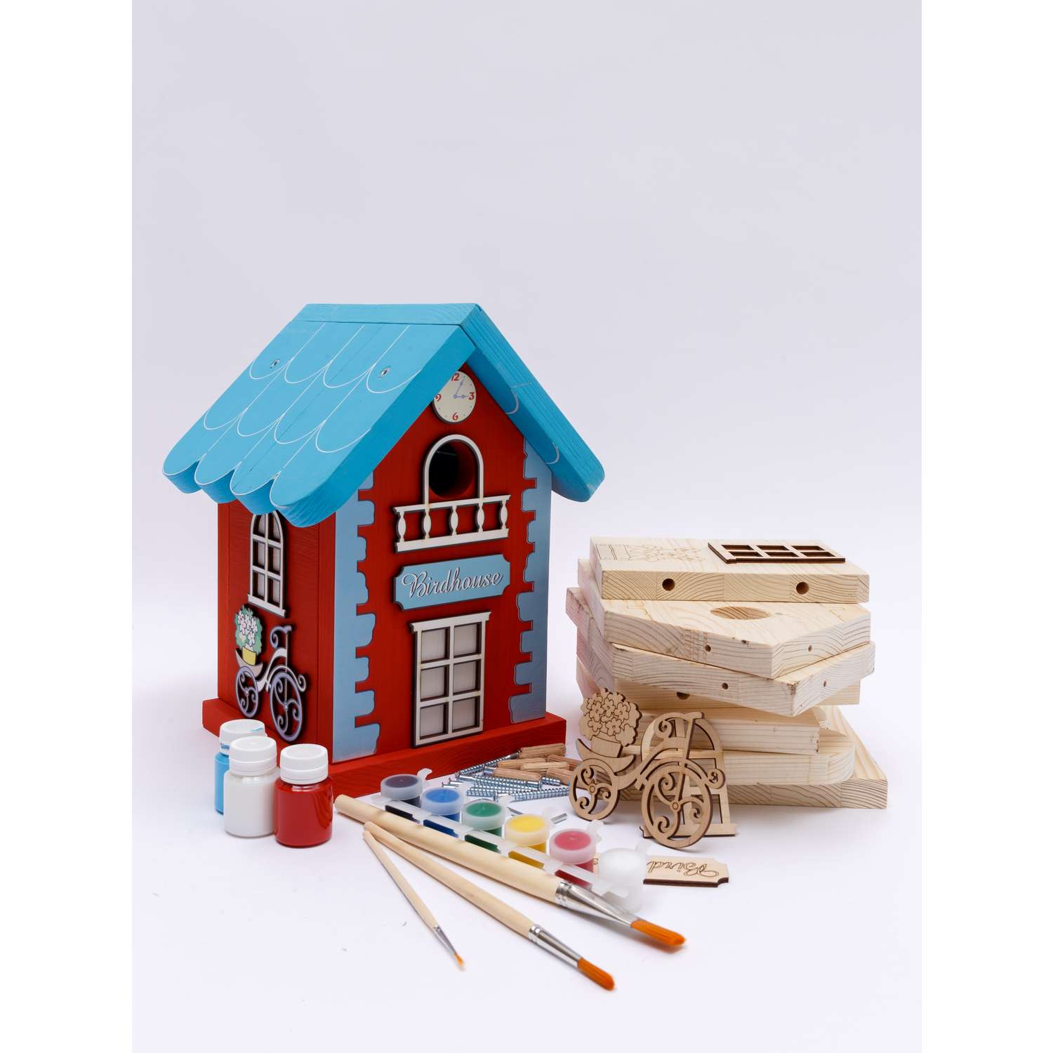 Скворечник Birdhouse WOODING design набор с красками - фото 1