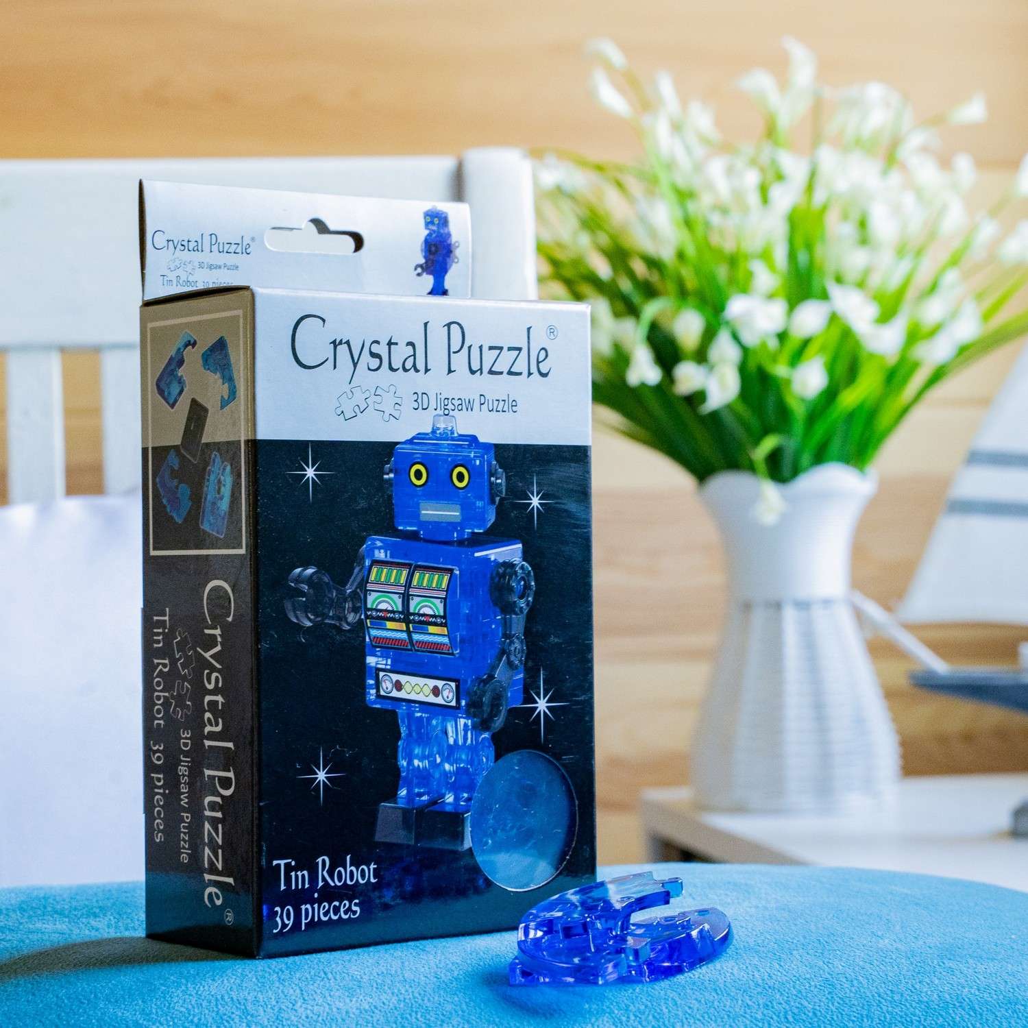 3D-пазл Crystal Puzzle IQ игра для детей кристальный Робот cиний 39 деталей - фото 4