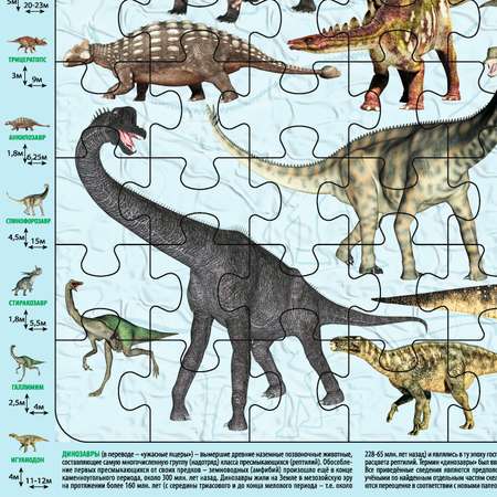 Пазл РУЗ Ко Детский на подложке. Динозавры травоядные. 36х28 см 63 элемента