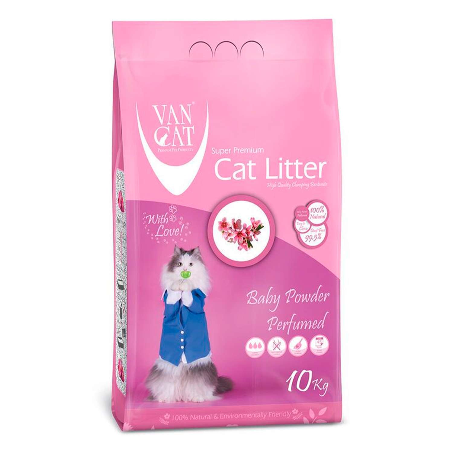 Наполнитель для кошек Van Cat комкующийся без пыли с ароматом Детской присыпки пакет 10 кг - фото 1