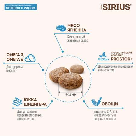 Корм для собак SIRIUS молодых ягненок-рис 15кг