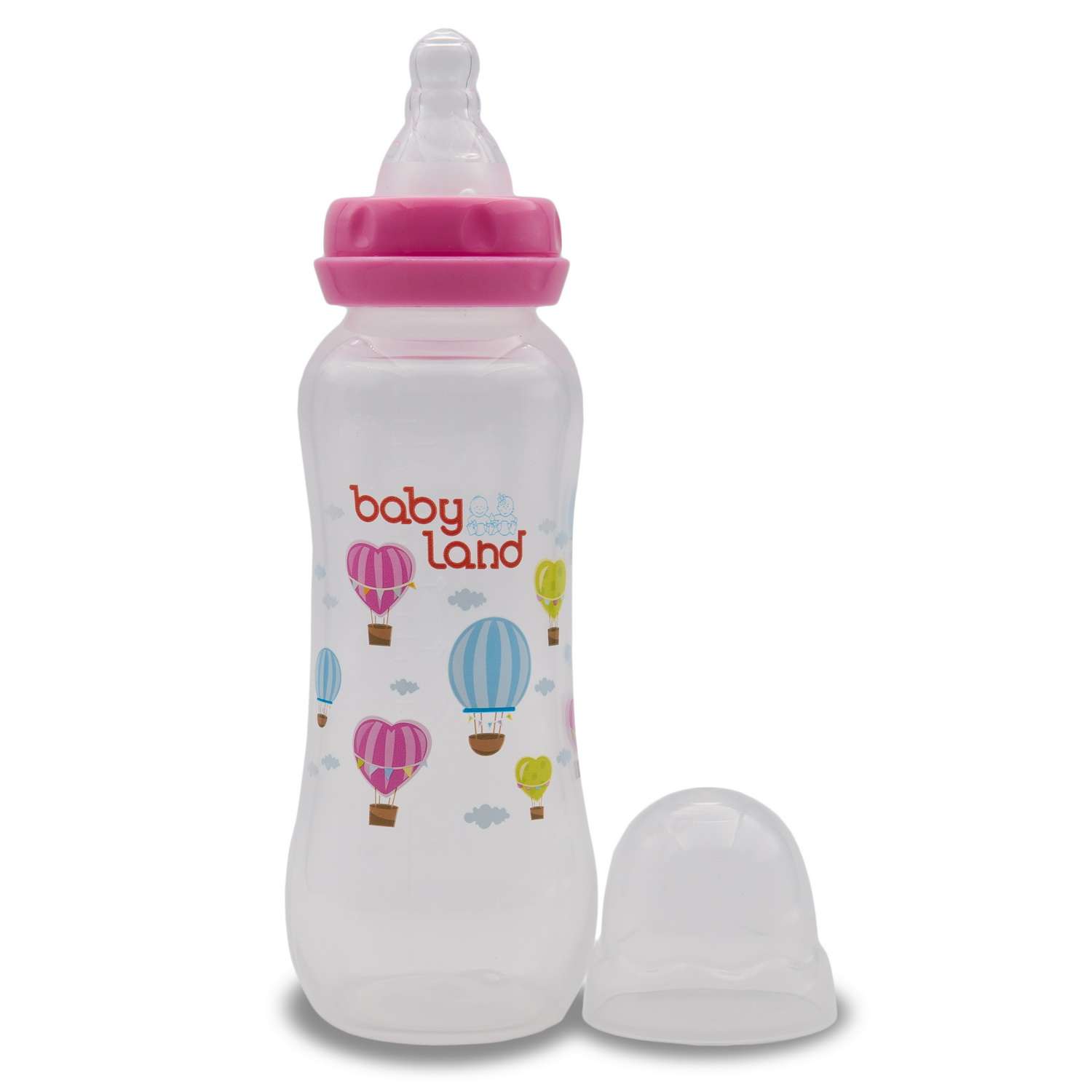 Бутылочка Baby Land 240мл с силиконовой соской розовый - фото 1