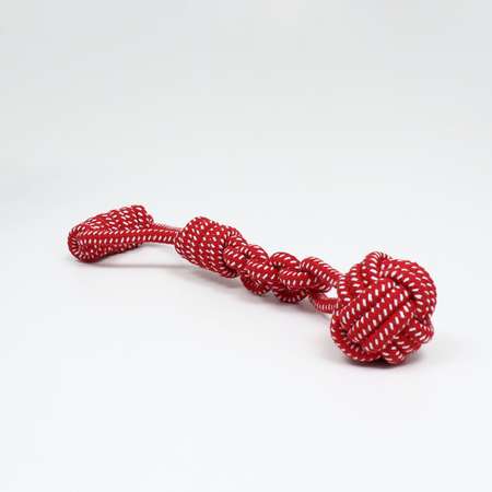 Игрушка Пижон канатная плетеная с ручкой до 38 см до 180 г шар 7 см красная