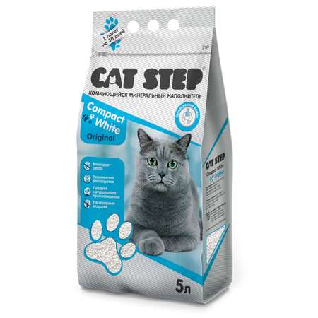 Наполнитель для кошачьего туалета Cat Step Compact White Original комкующийся минеральный 5л