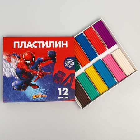 Пластилин MARVEL 12 цветов 180 г «Супергерой» Человек-паук