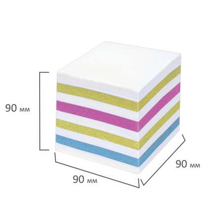 Блок бумажный Staff для записей и заметок непроклеенный куб 9х9х9 см цветной