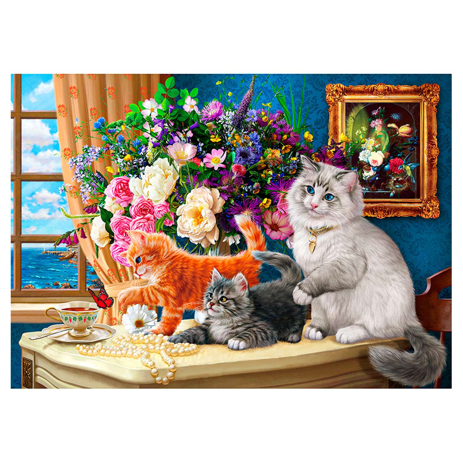 Картина по номерам Рыжий кот Игривые котята на столе 30х40 купить по цене  609 ₽ в интернет-магазине Детский мир