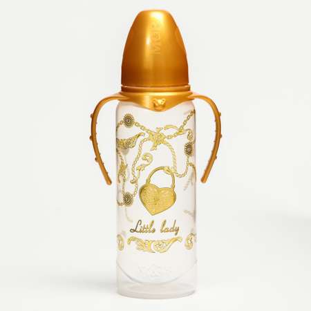 Бутылочка Mum and Baby для кормления «Little lady» классическая с ручками 250 мл Золотая коллекция