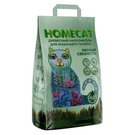 Наполнитель для кошачьих туалетов HOMECAT древесный мелкие гранулы 20кг