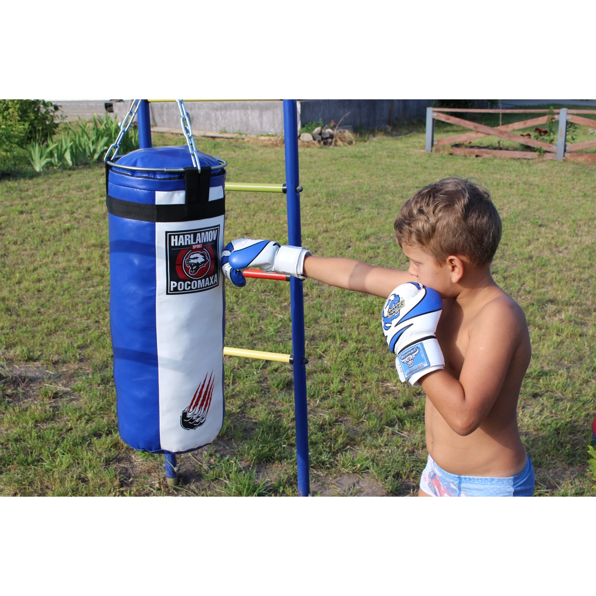 Мешок боксерский Харламов-Спорт Росомаха 15 кг сине-белая - фото 2