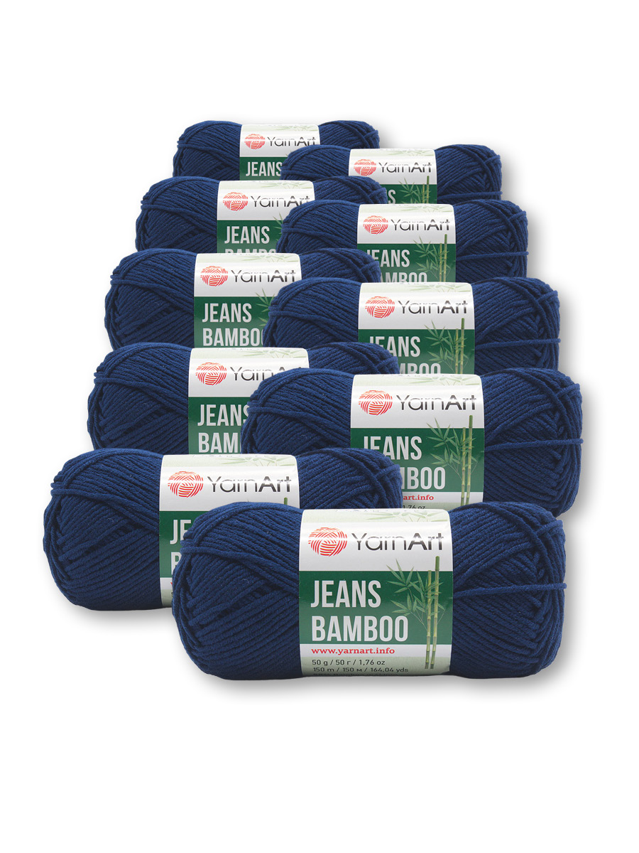 Пряжа для вязания YarnArt Jeans bamboo 50 гр 150 м бамбук полиакрил мягкая матовая 10 мотков 125 темно-синий - фото 3