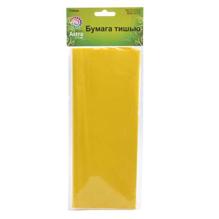 Бумага Astra Craft тишью тонкая для упаковки подарков цветов и творчества 50х70см 5 шт FT-06 желтый
