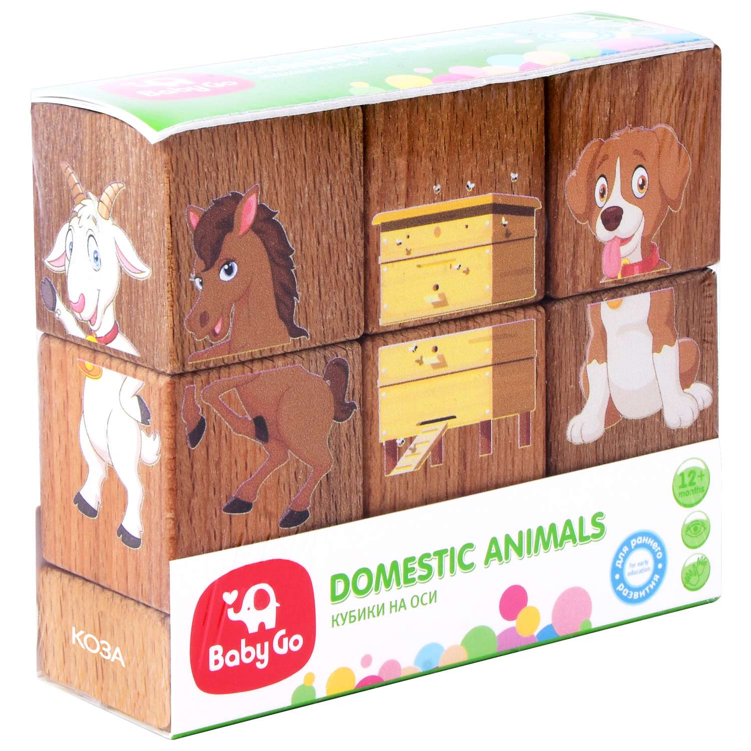 Набор кубиков BabyGo Домашние животные на оси 15204 - фото 10