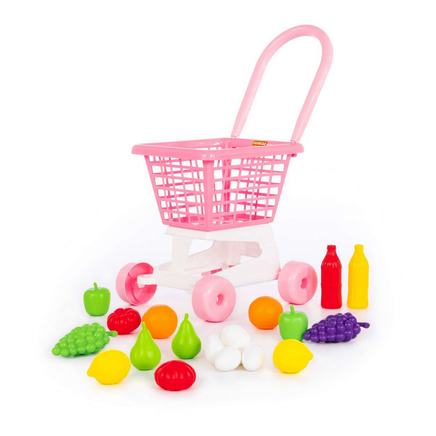 Игровой набор Полесье Тележка Supermarket и продукты розовый - фото 1