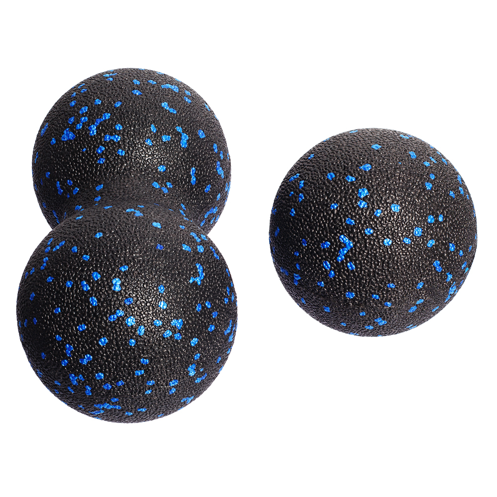 Набор массажных мячей МФР STRONG BODY классический и сдвоенный: 8 см и 8х16 см черно-синий - фото 3