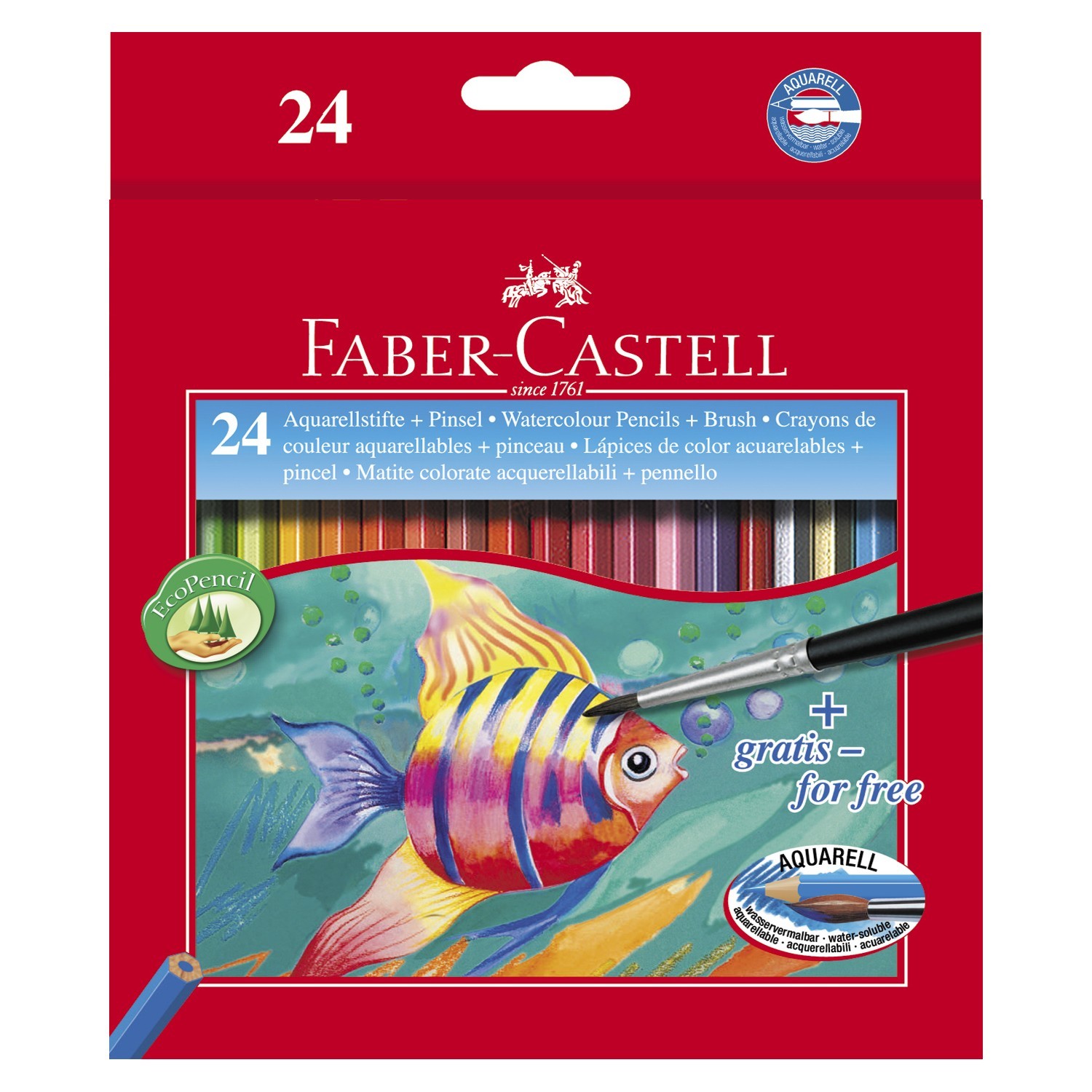 Карандаши акварельные Faber Castell с кисточкой 24шт 114425 - фото 1