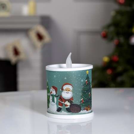 Светодиодная фигура Sima-Land «Свеча с Дедом Морозом и снеговиком» свечение мульти