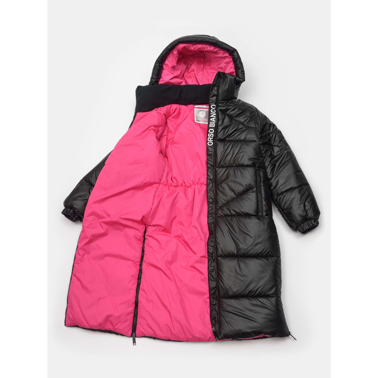 Пальто Orso Bianco OB41124-22_черный блеск/ярк.розовый - фото 9