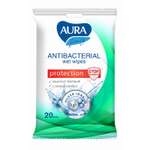 Влажные салфетки AURA Antibacterial Family с антибактериальным эффектом для всей семьи pocket-pack 20шт