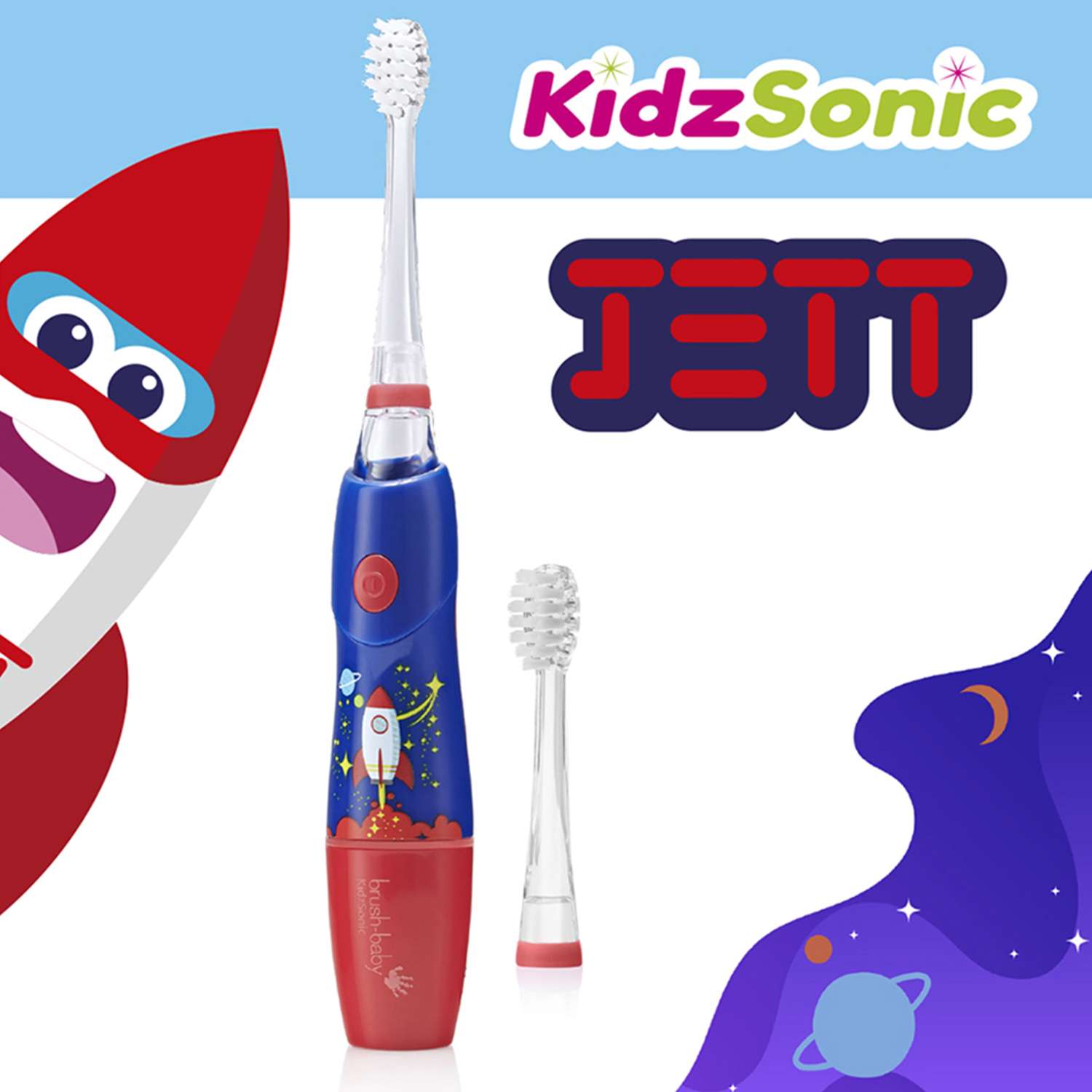 Зубная щетка электрическая Brush-Baby KidzSonic звуковая Ракета от 3 лет - фото 2