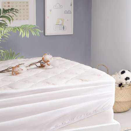Наматрасник в кроватку Yatas Bedding белый на резинке 90x190 см Cotton Kid