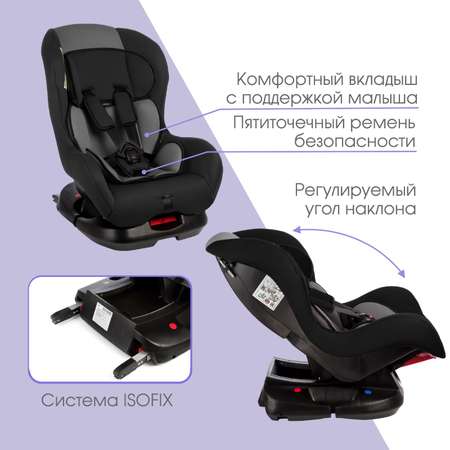 Автокресло Крошка Я Support ISOFIX группа 0+/1 до 18 кг 0-4 года Серый/Черный