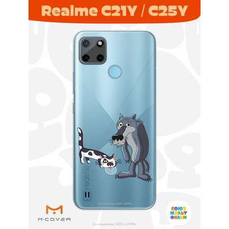 Силиконовый чехол Mcover для смартфона Realme C21y C25y Союзмультфильм Кот и волк