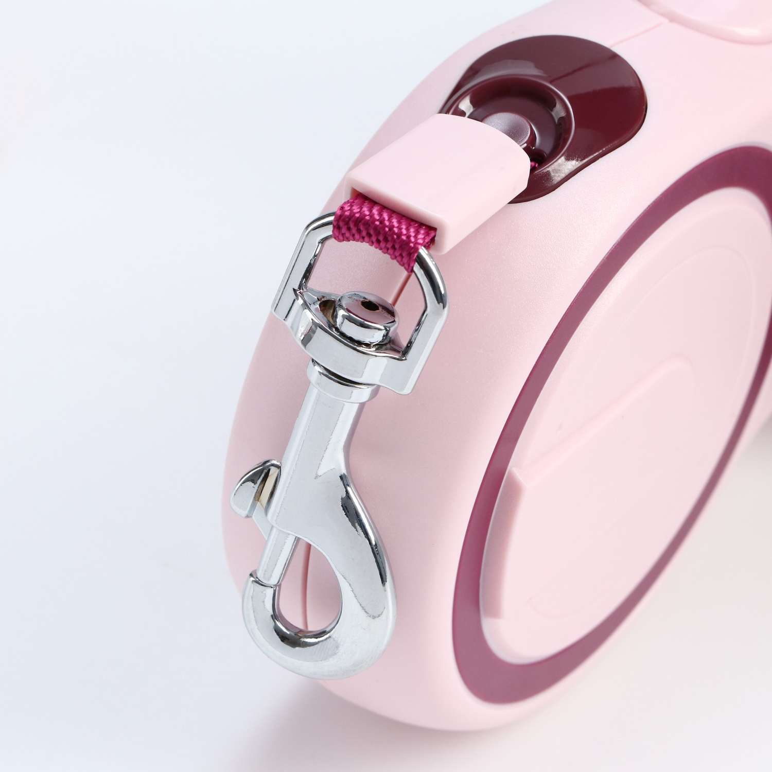 Рулетка Пижон с системой эффективного скручивания поводка 5 м до 22 кг розово-бордовая - фото 4