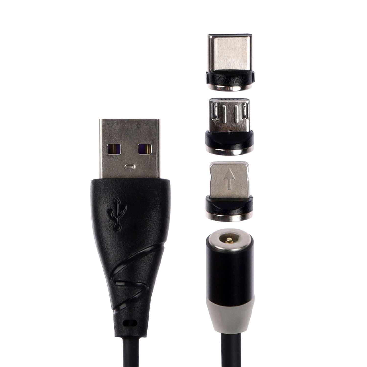 Кабель магнитный Luazon Home 3 в 1 MicroUSB/Type-C/Lightning USB без передачи данных 1м чёрный 9940260 - фото 2