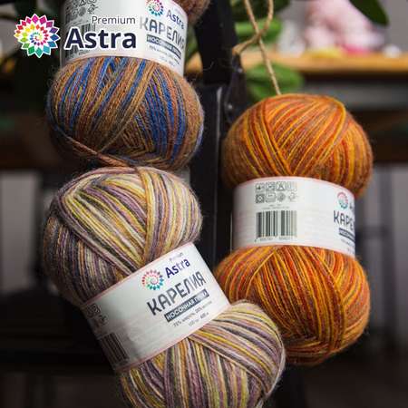 Пряжа для вязания Astra Premium карелия носочная шерсть нейлон 100 гр 400 м цвет 1001 2 мотка