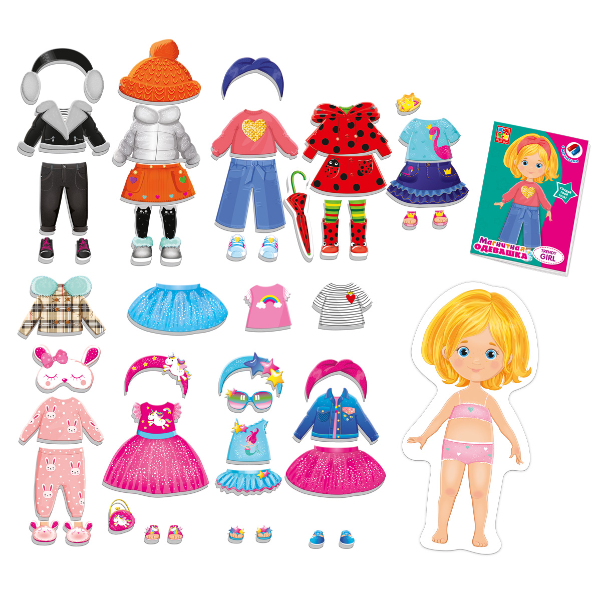 Игра настольная Vladi Toys магнитная кукла одевашка Trendy girl купить по  цене 455 ₽ в интернет-магазине Детский мир