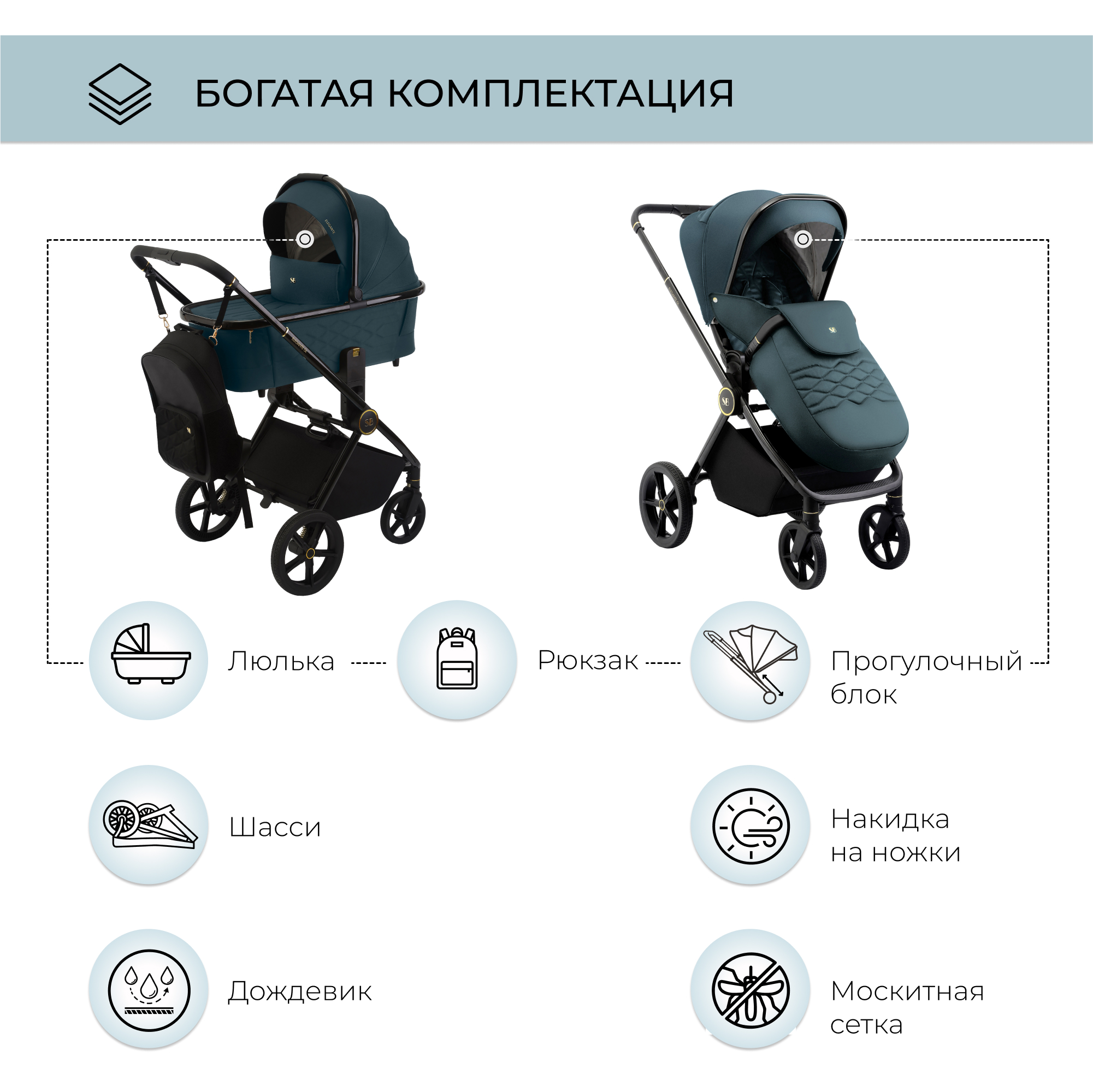 Коляска 2в1 Sweet Baby Elegante GL Blue - фото 16