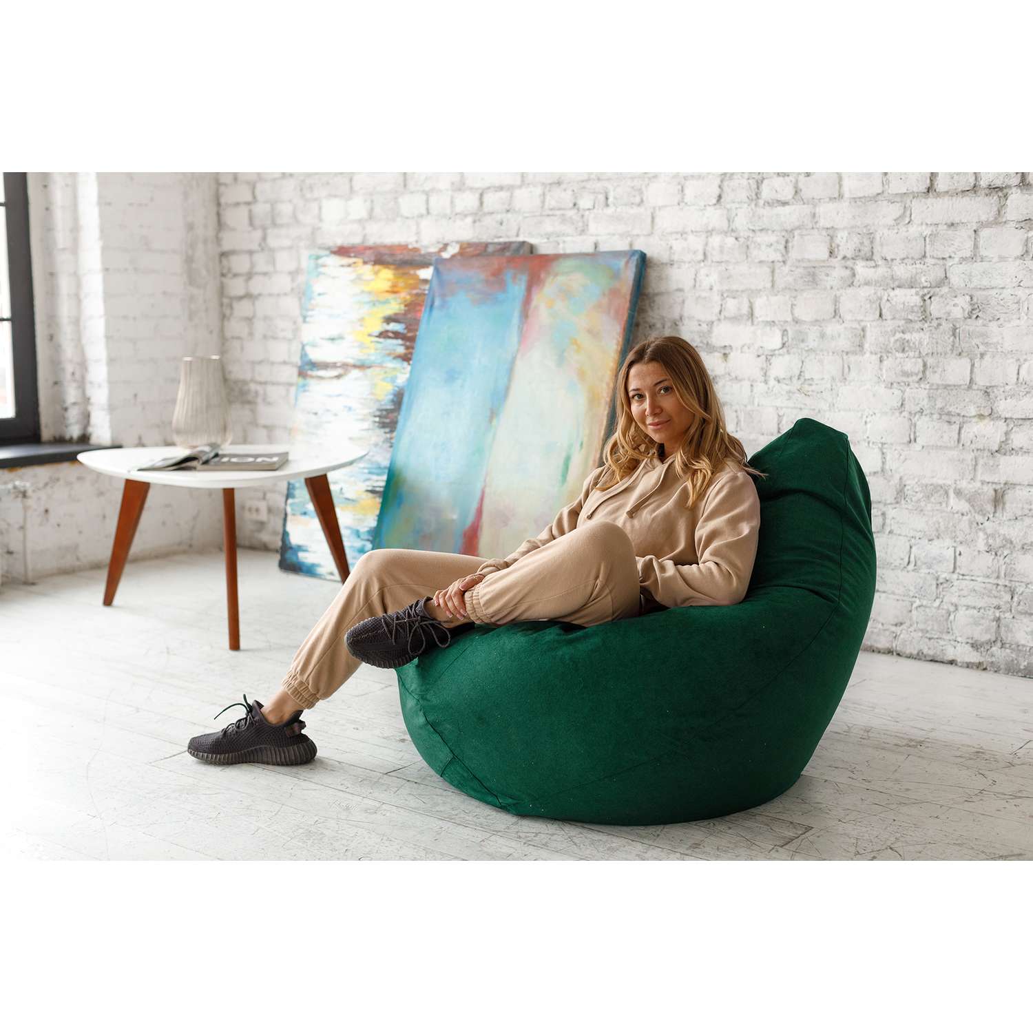 Кресло-мешок DreamBag Зеленый Велюр XL - фото 2