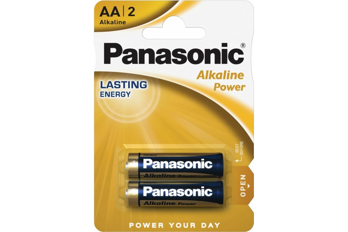 Щелочная батарейка Panasonic AA Alkaline power в блистере 2шт LR6REB/2BPR - фото 1