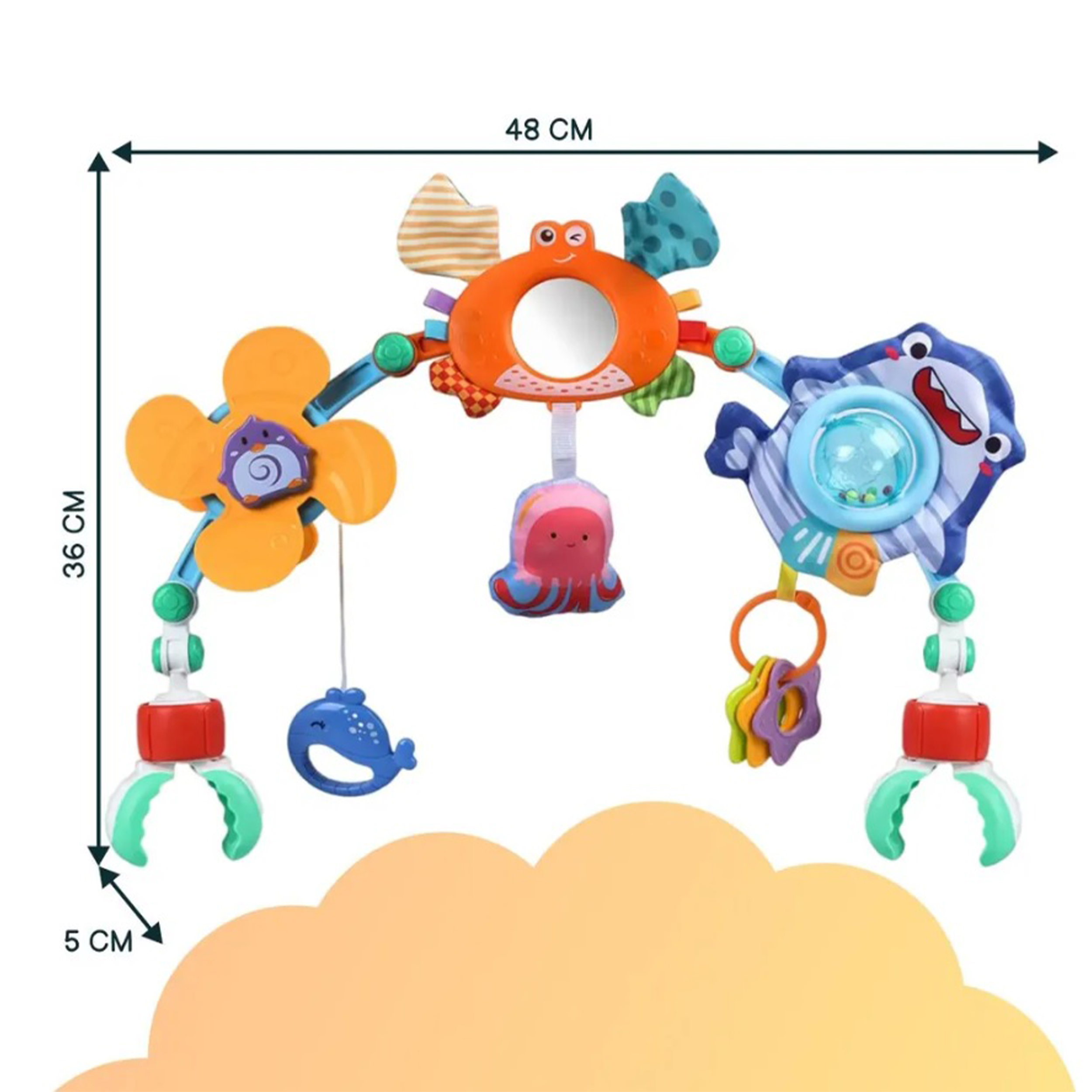 Игровая дуга в кроватку ТОТОША коляску для новорожденных малышей от 0 лет Океан - фото 4