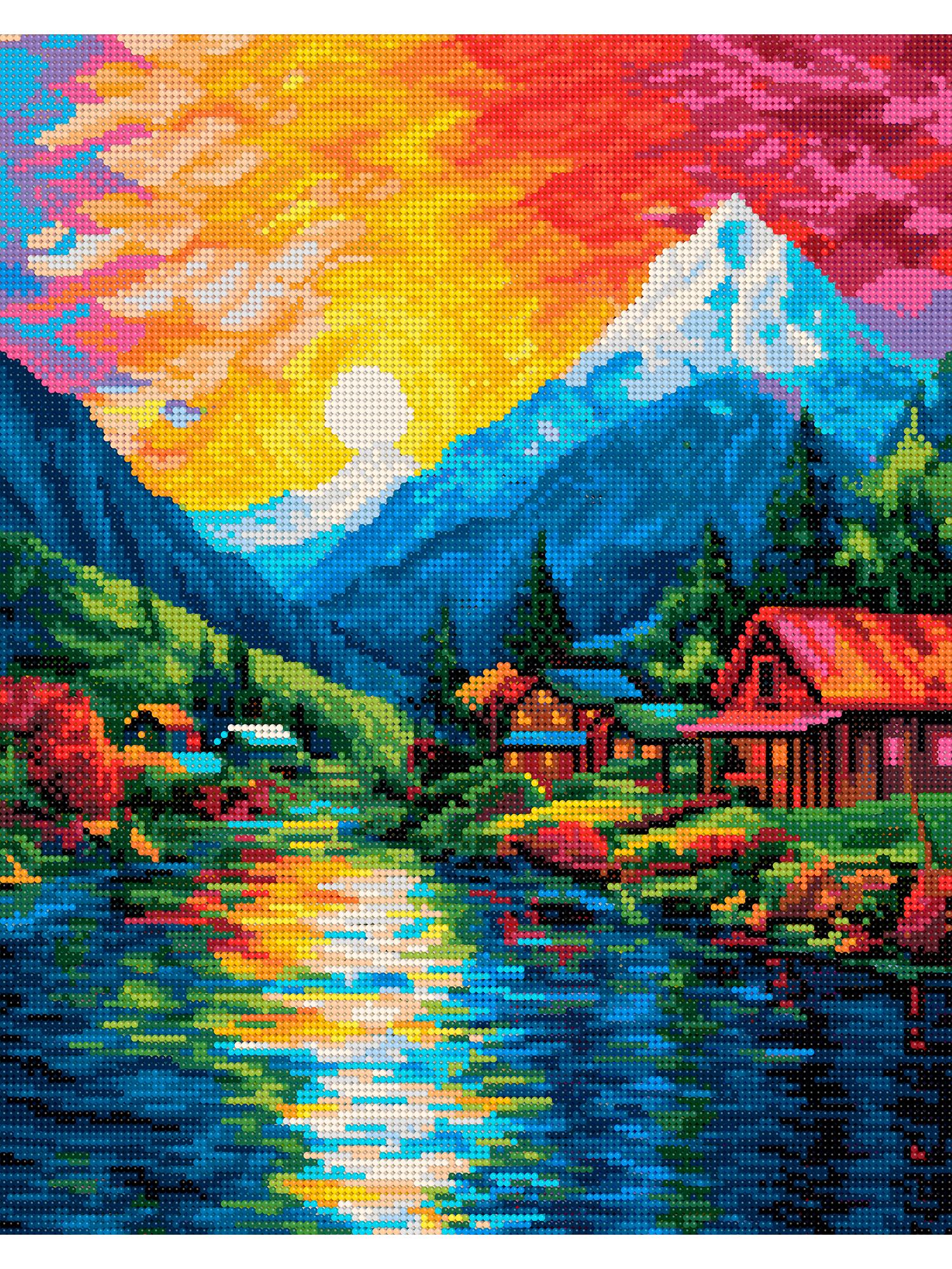 Алмазная мозаика Art on Canvas холст на подрамнике 40х50 см Красочный пейзаж - фото 2